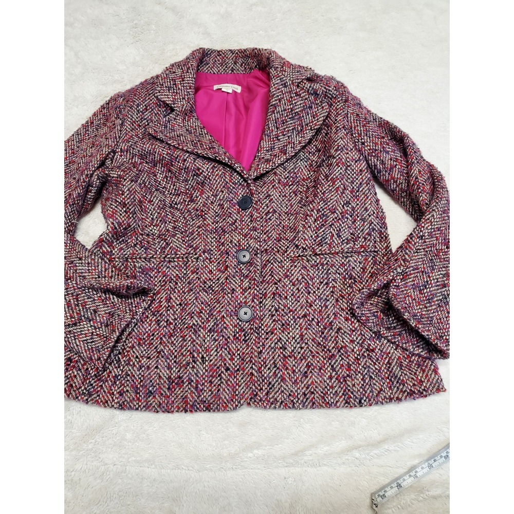 Coldwater Creek Colorful Wool Tweed Jacket Blazer Women 14 Academia Twee Office